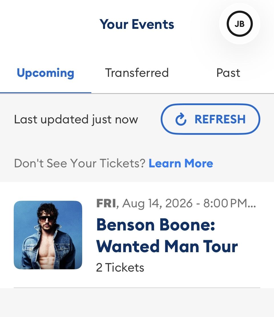 2 Tickets - Benson Boone: Wanted Man Tour - Friday, Aug 14, 2026