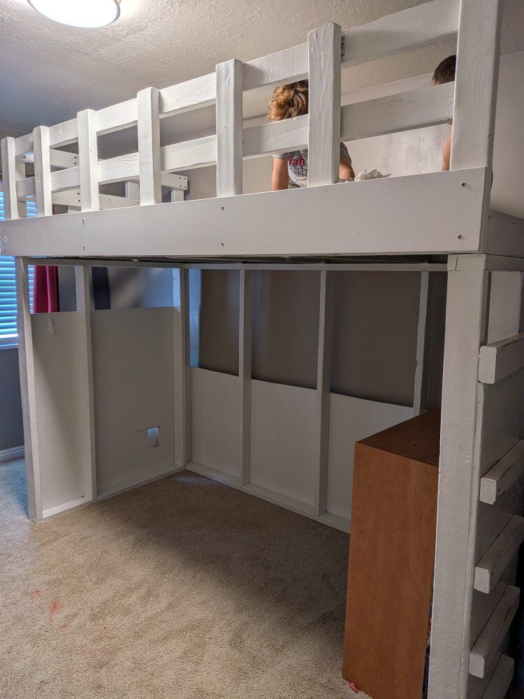 Solid Wood Twin Loft Bed with Built-In Ladder