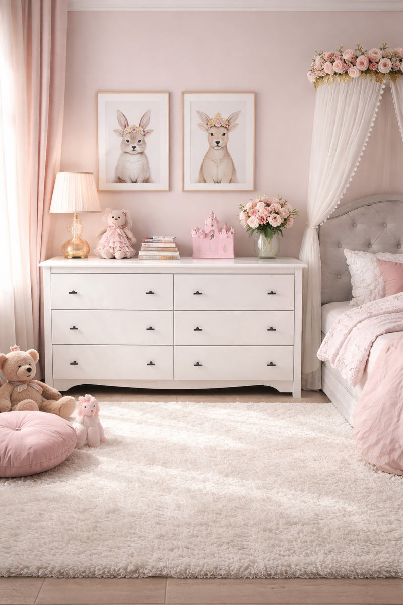 Classic 6 Drawer White Dresser