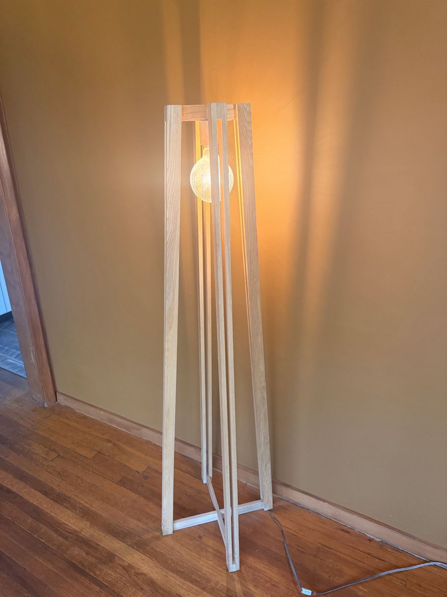 Handmade wood floor lamp