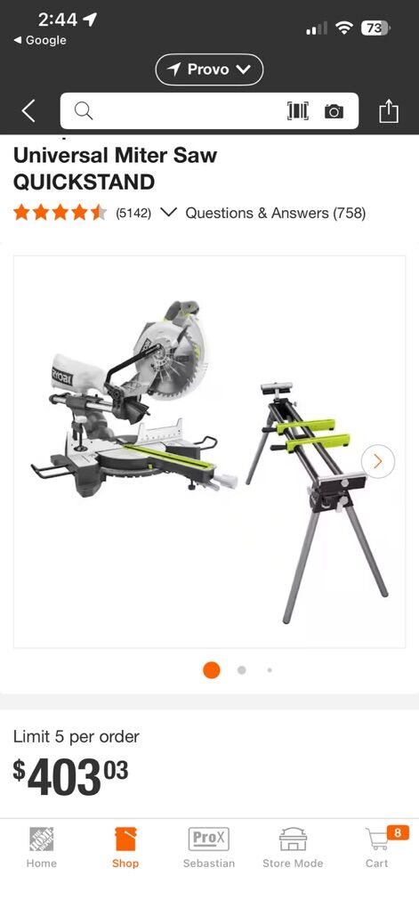 RYOBI 15amp 10 Miter Saw and Table