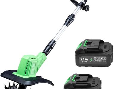 Cordless Tiller Cultivator, 360RPM Battery Powered Garden Cultivator, with 2 * 3.0Ah Batteries & Charger, 9In Tilling Width