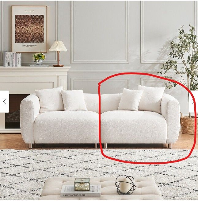 Brand New White Sofa Piece with Two Throw Pillows
