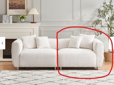 Brand New White Sofa Piece with Two Throw Pillows