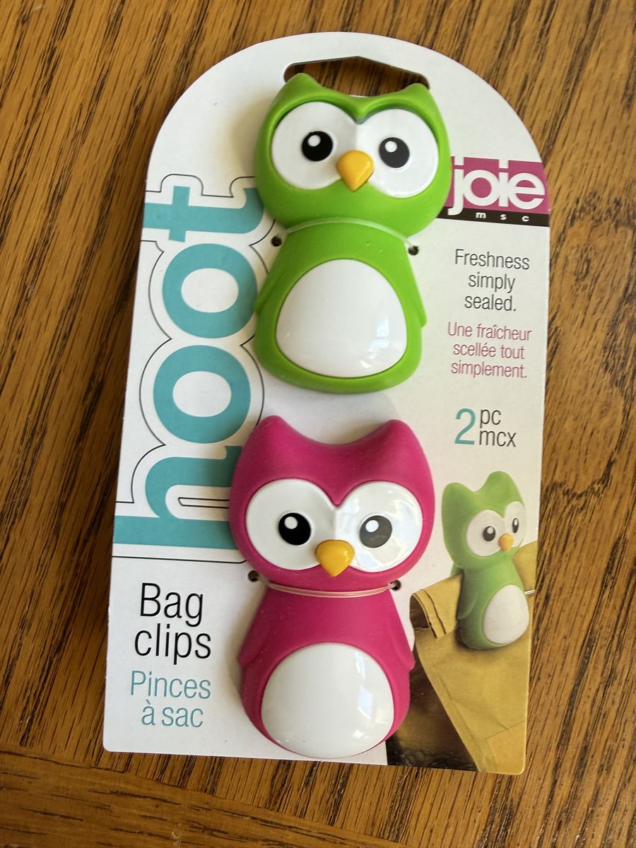 New Joie MSC Owl Bag Clips - 2 Pack - Green & Pink Food Sealers