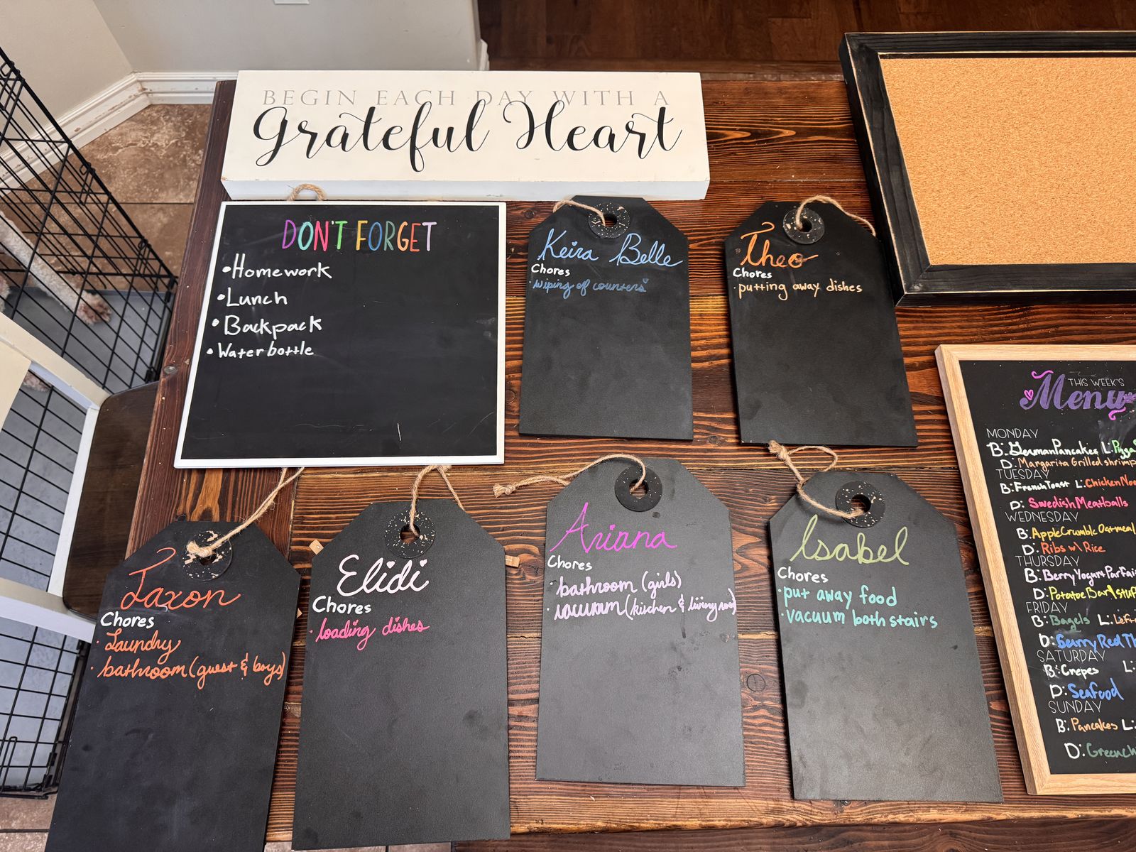 Blackboards and cork boards