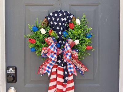 **NEW HANDMADE MEMORIAL DAY/ PATRIOTIC/ 250 ANNIVERSARY WREATH $60 DESIGN, DECOR, FLORALS