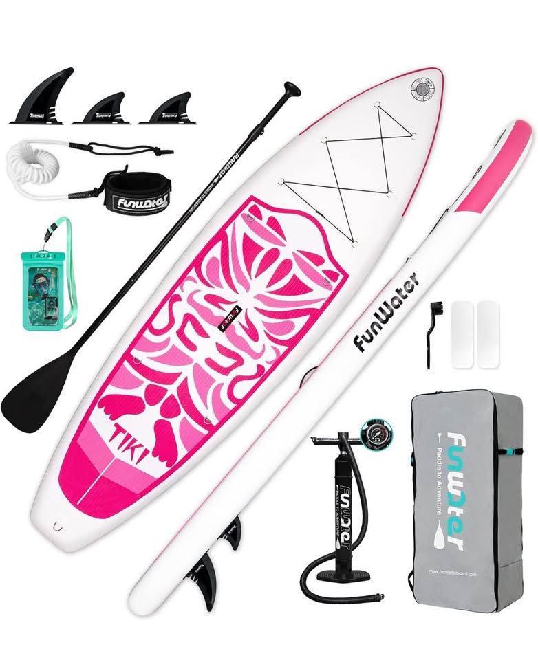Brand New Factory Sealed Bundle Pack Stand Up Paddle Board Inflatable- Pink Tiki