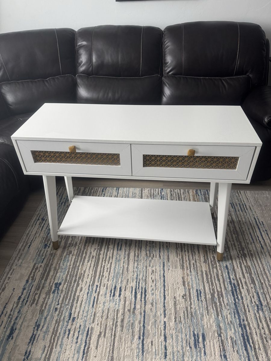 JYED Console Table with 2 Drawers, Mid Century Modern Wood Entryway Table