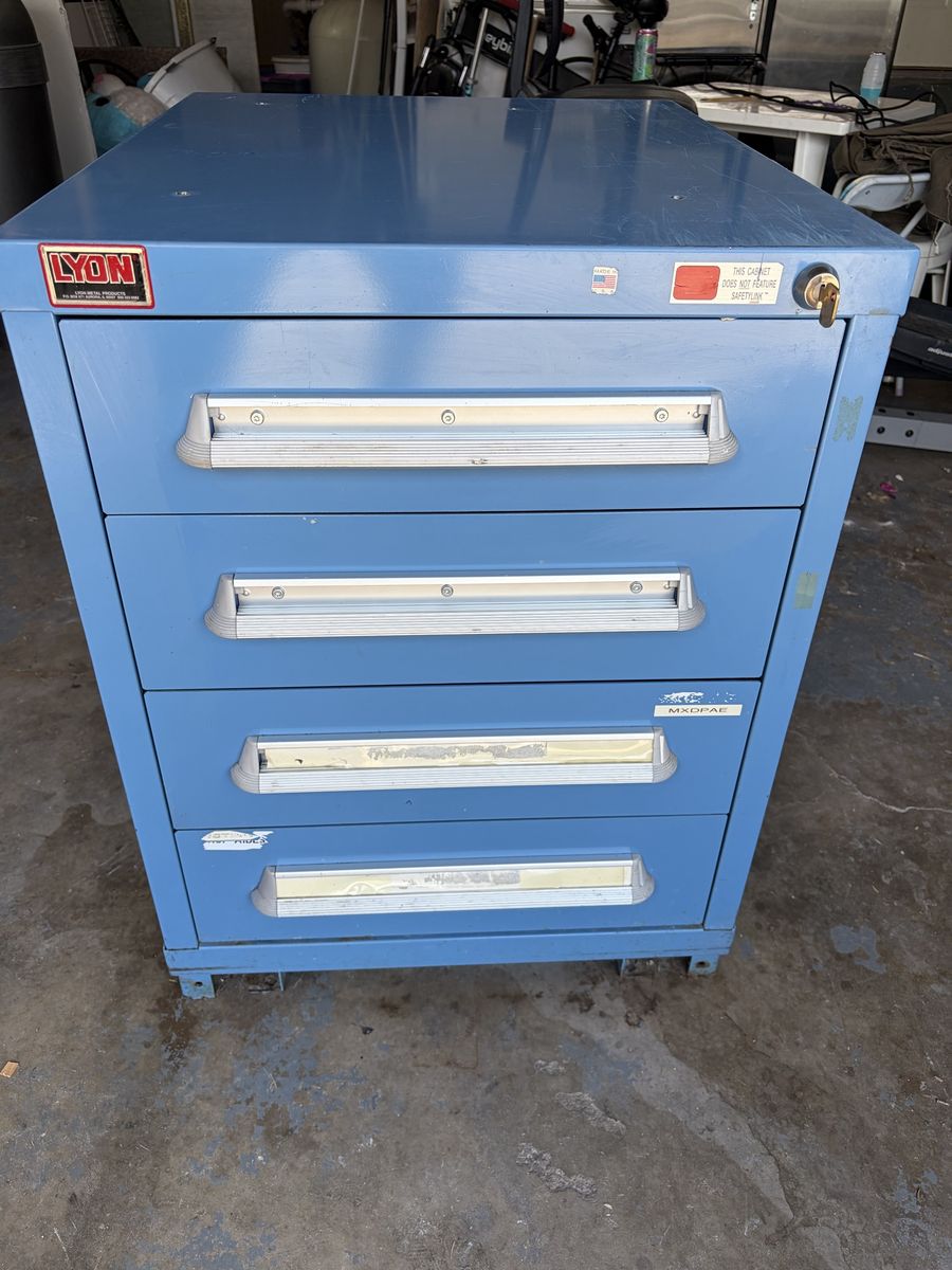 Lyon Blue 4-Drawer Steel Cabinet with Lock - Industrial Storage Solution