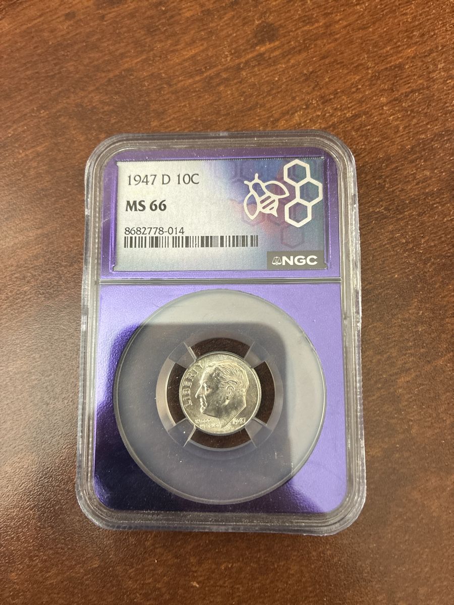 1947-D Roosevelt Dime NGC MS 66 Graded Silver Coin