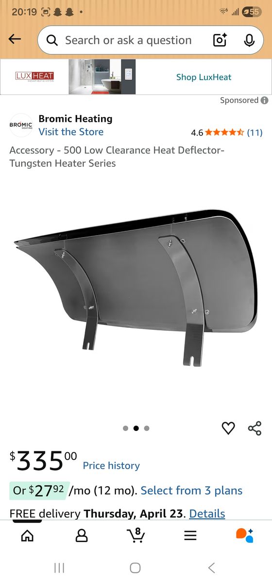 Bromic tungsten heat deflector