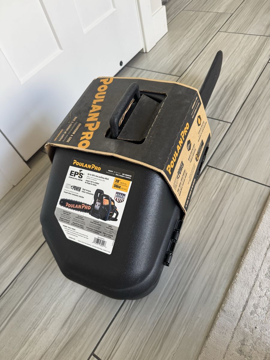 New Poulan Pro PR5020 20" 50cc Gas Chainsaw with Carrying Case