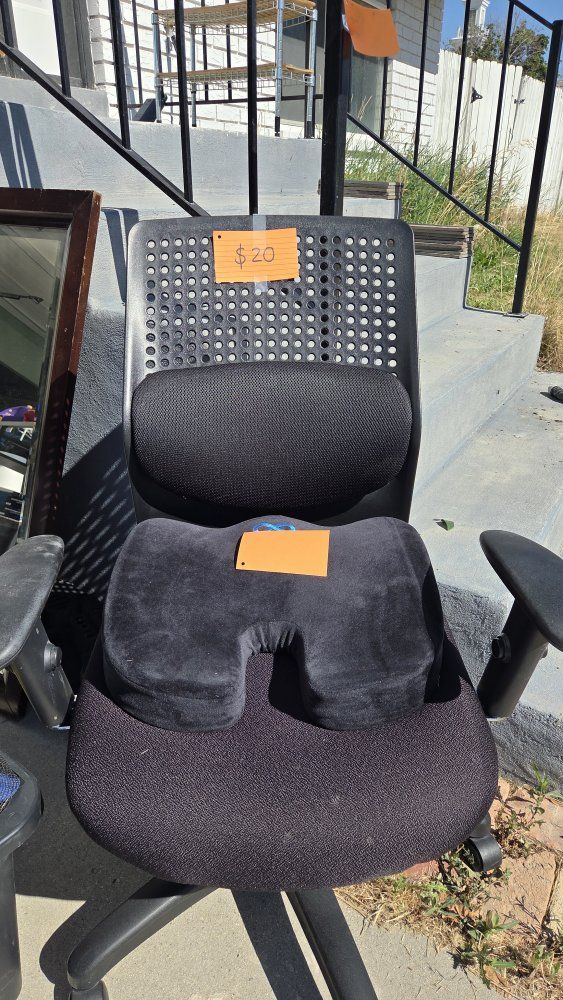 Black Ergonomic Office Chair with Lumbar Support & Seat Cushion