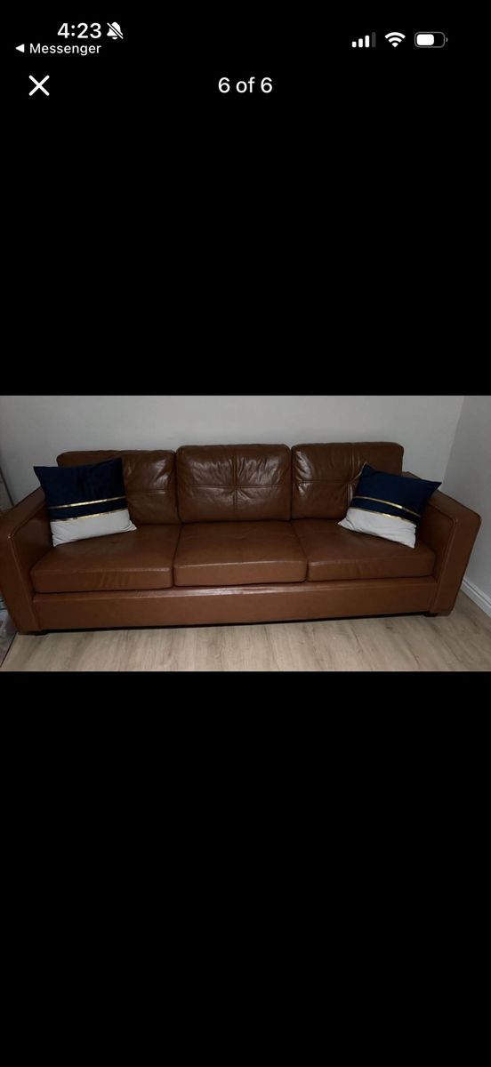 Brown Faux Leather 3-Seater Sofa with USB Ports and Storage 