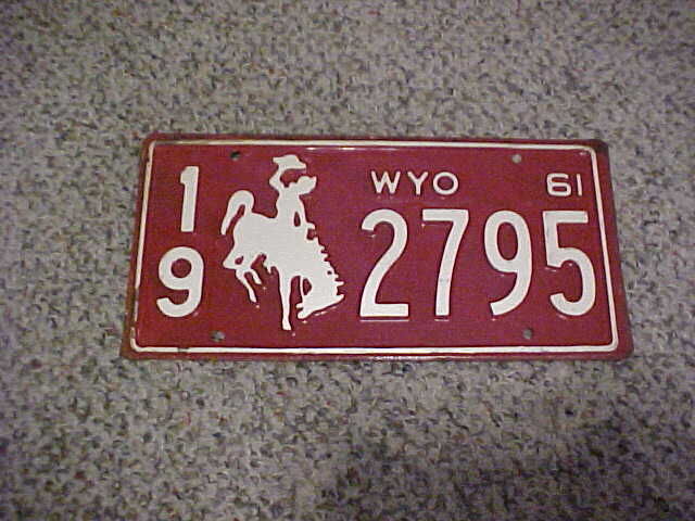 Old stock...1961 wyoming license plate....never used
