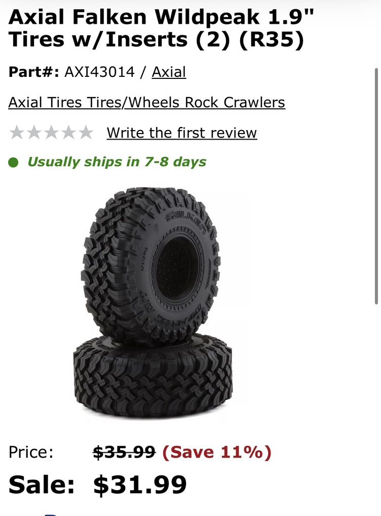 Falken Wildpeaks 1.9 4.7 Scale Axial Tires