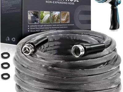 NEW Garden Hose 100feet, Water Hose with 10 Function Hose Nozzle, NON-Expandable Hose, Tough & Flexible