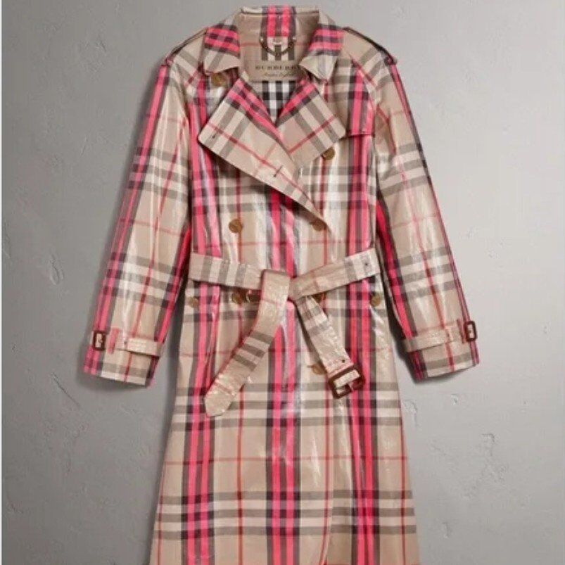 Burberry New w/Tags Neon Pink Check Trenchcoat