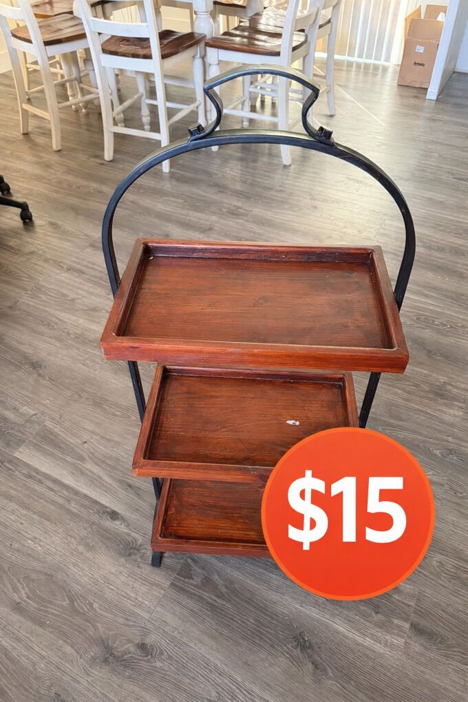 Wood 3-Tier Organizer Cart