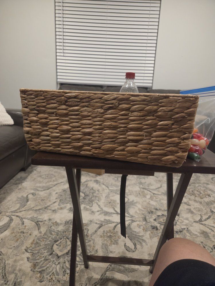Natural Woven Rectangular Storage Basket - Versatile Home Decor Organizer