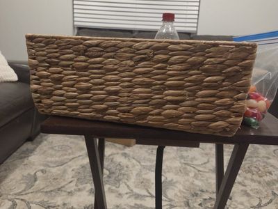 Natural Woven Rectangular Storage Basket - Versatile Home Decor Organizer