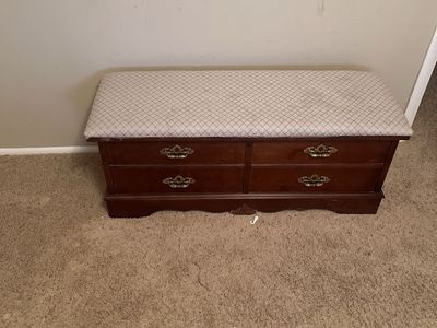 Vintage Lane Cedar Chest Blanket Storage Trunk - Wood with Upholstered Top