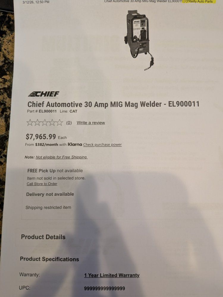 Chief Automotive 30 Amp MIG Mag Welder