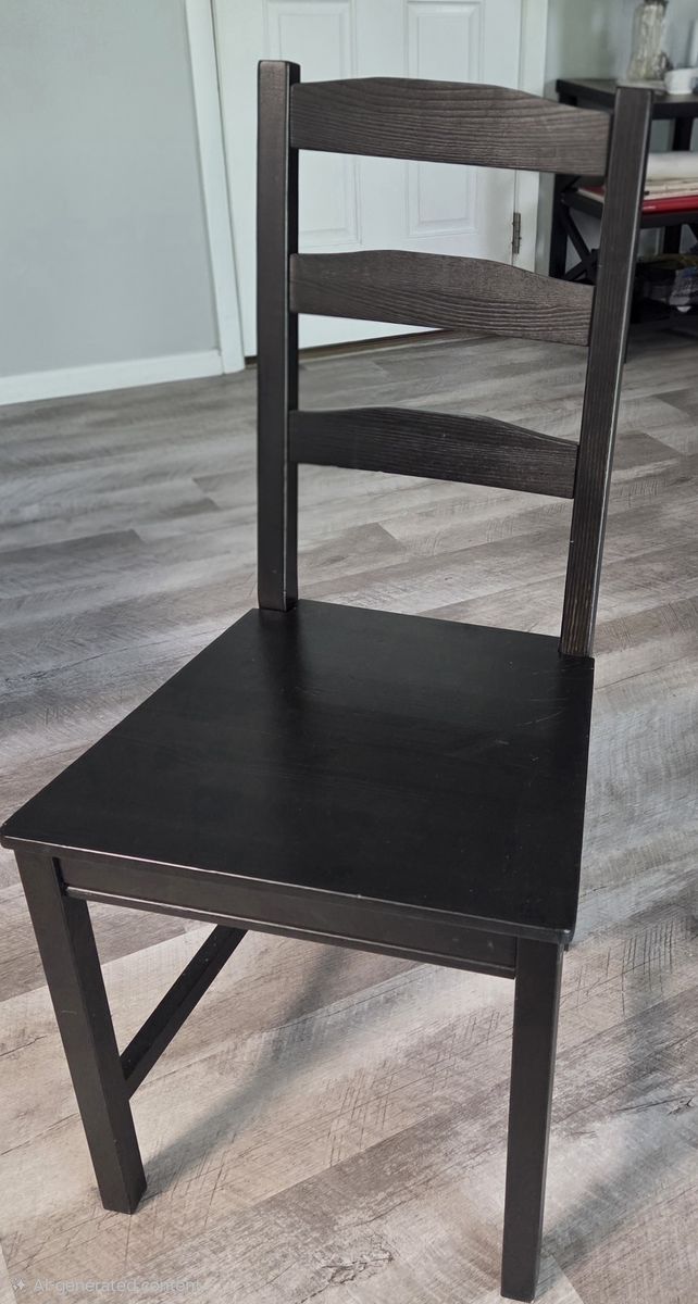 Used Black Wood Dining Chair - Classic Slat Back Design