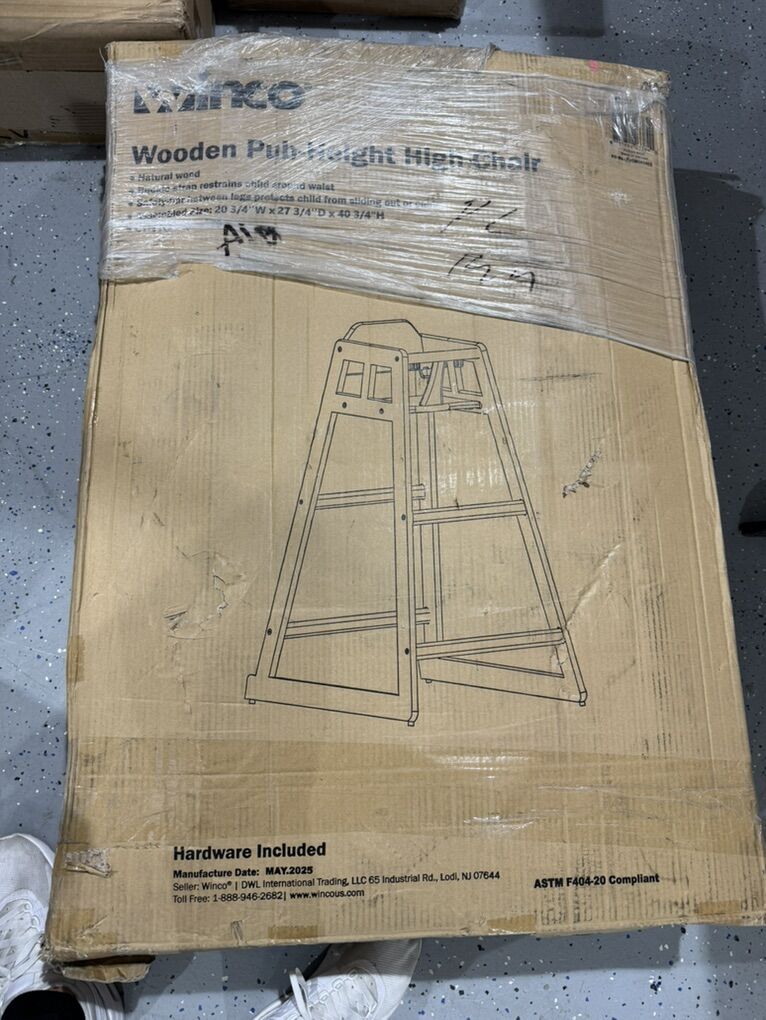 Winco CHH-601 Stacking Wooden Pub Height Highchair