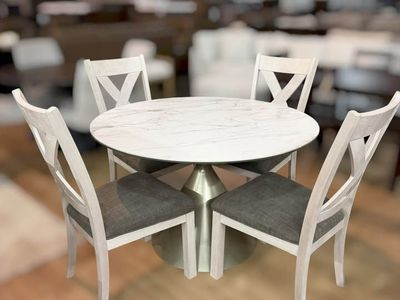 ROUND DINING TABLE + 4 CHAIRS NEED GONE THIS WEEKEND