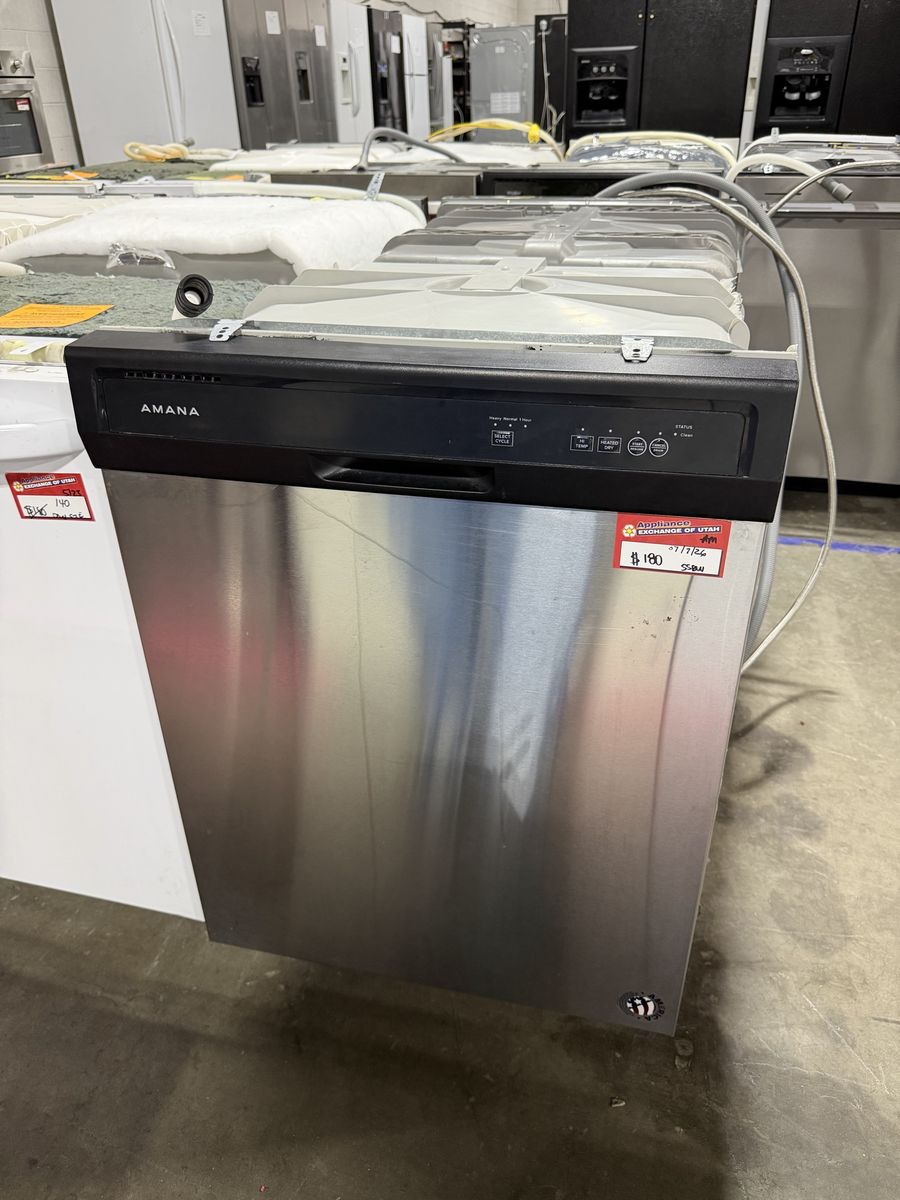 Amana Stainless Steel Built-in Dishwasher, Black Top Controls