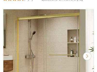 ES-DIY 56-60"W x 70"H Sliding Framed Shower Door, Brushed Gold Finish, Clear Glass