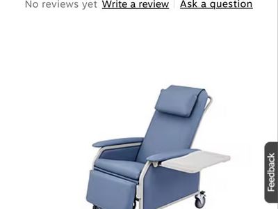 Comfort Bariatric 3-Position Geri Chair Recliner with Casters, Blue