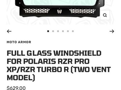 Moto Armor Full Glass Windshield for 2020- 2024 Polaris RZR Pro XP/RZR Turbo R