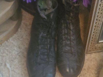 Vintage Black Leather High-Top Lace-Up Boots