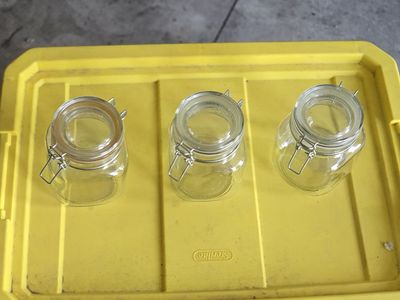 Set of 3 Airtight Glass Clamp Jars with Lid, Clear Round Mason Jar Storage Canister, 1 Liter (34oz)