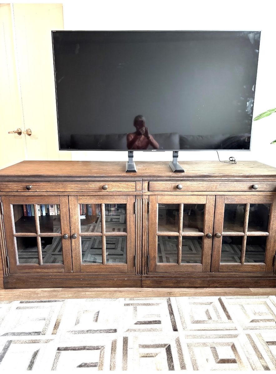 Pottery Barn Livingston 70” Media Console — Brown Wash