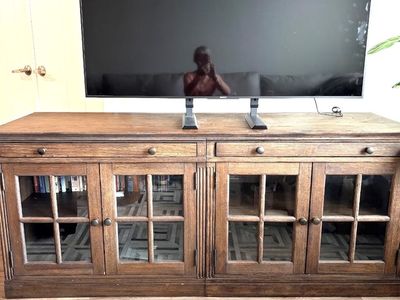 Pottery Barn Livingston 70” Media Console — Brown Wash