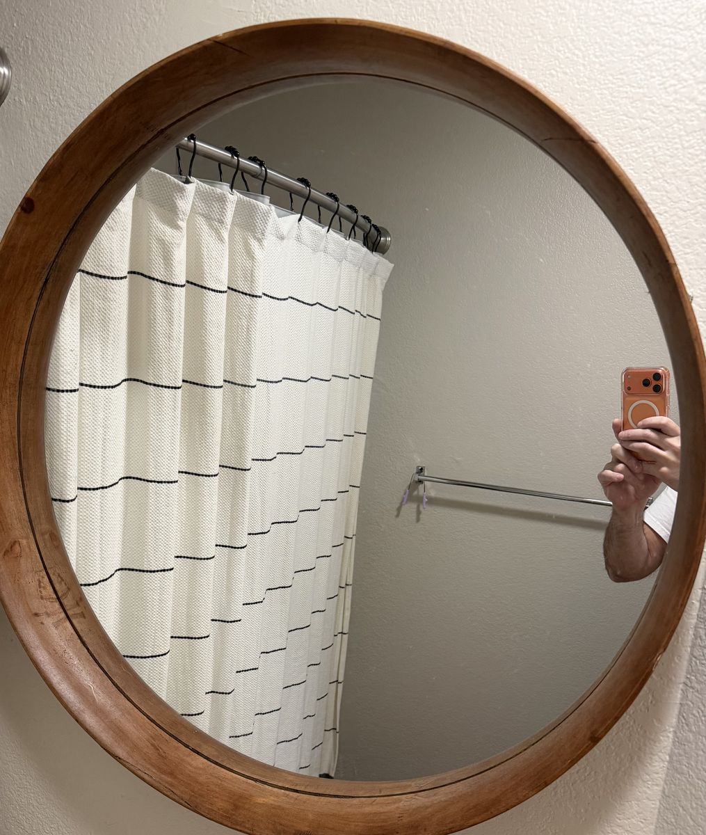 Large round wooden wall mirror - great condition