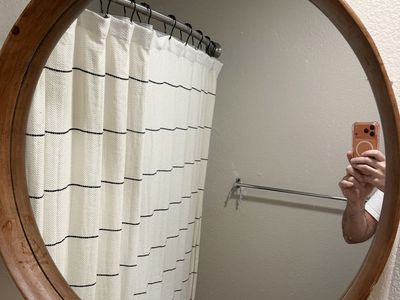 Large round wooden wall mirror - great condition