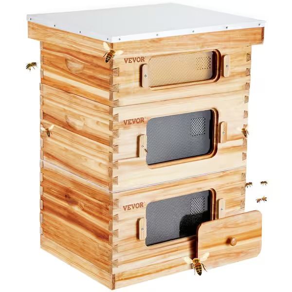 Bee Hive 30-Frame Bee Hives Starter Kit Beeswax Coated Fir Wood 2-Deep Plus 1-Medium Bee Boxes