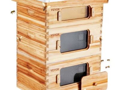 Bee Hive 30-Frame Bee Hives Starter Kit Beeswax Coated Fir Wood 2-Deep Plus 1-Medium Bee Boxes