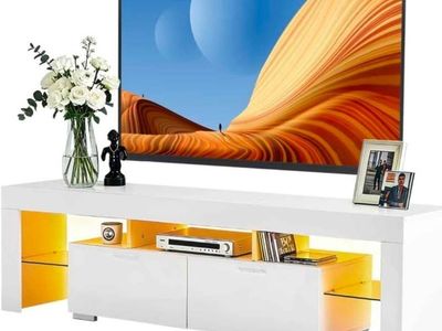 Modern White LED TV Stand for 55"-70" TVs | RGB Lights | New in Box #415