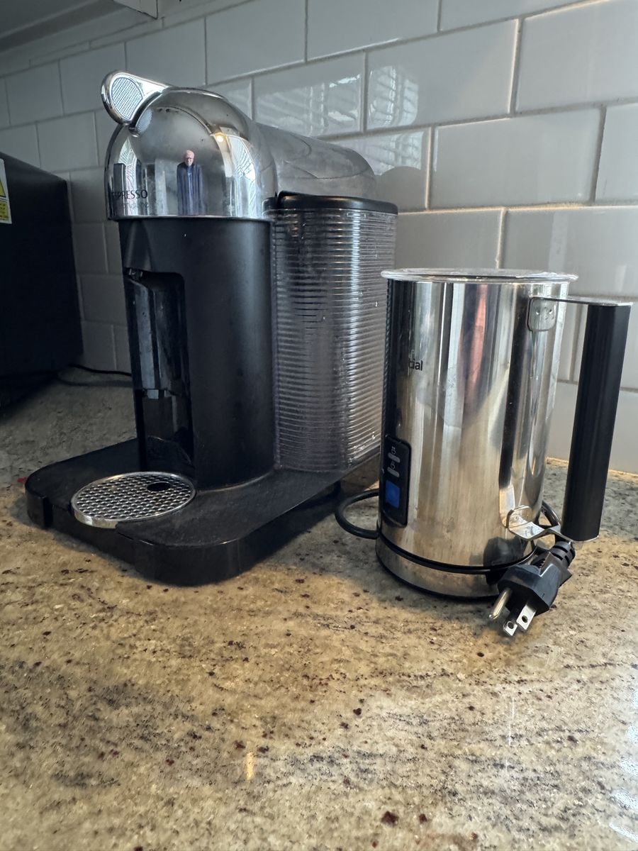 Nespresso VertuoLine Coffee Machine & Kuissential Milk Frother Set - Black & Stainless Steel
