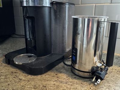 Nespresso VertuoLine Coffee Machine & Kuissential Milk Frother Set - Black & Stainless Steel