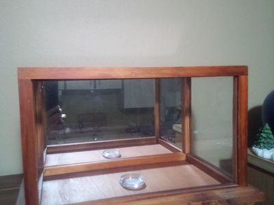 Wooden & Glass Display Case Shadow Box with Mirror Bottom - Curio Cabinet for footballs or anything really