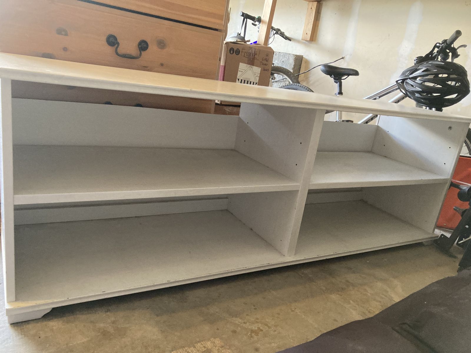 White Wood Media Console TV Stand with Shelves - 58" Length