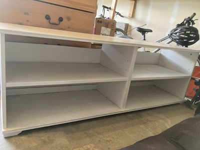 White Wood Media Console TV Stand with Shelves - 58" Length