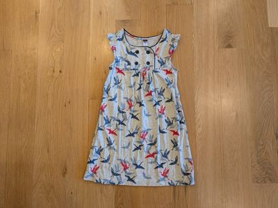 Tea Collection Girls' Size 10 Gray Crane Bird Dress 100% Cotton